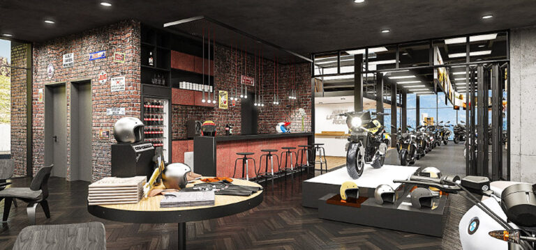 Motorrad im Showroom des BMW-Motorrad Standortes in Weyarn